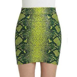 BCBG MAXAZRIA Lime  Green Snake Print "Simone" Skirt, Size M, Like New